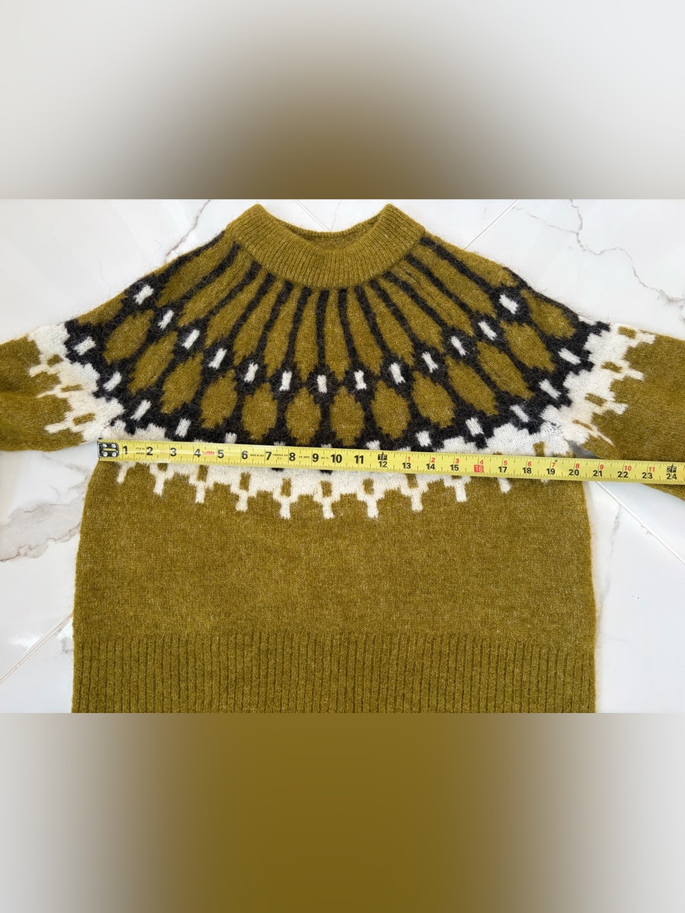 Banana Republic Olive Fair Isle Knit Sweater - Women Medium - Picture 3 of 5